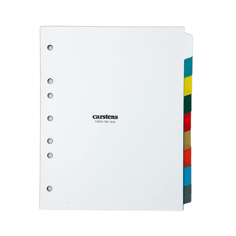 Carstens Heavy Duty Plastic Dividers, 9-Tab, Multi-Color, Blank, for Side-Opening 3-Ring Binders, 1 Set - Image 1